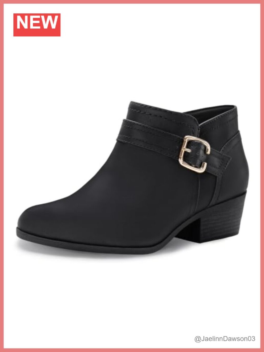 Chunky Low Heel Ankle Boots Pointed Toe Zip PU TPR Block Heel Booties